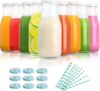 YEBODA 11oz Glass Milk Bottles With Lids