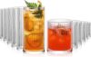 INSETLAN 12-Piece Ribbed Glassware Set