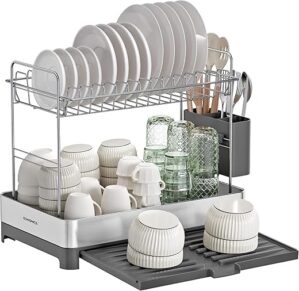 SONGMICS 2-Tier Expandable Stainless Steel Dish Rack