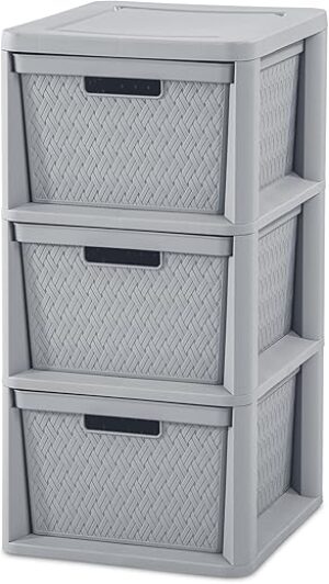 Sterilite 3 Drawer Cross Weave Storage Tower