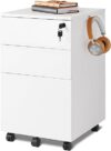 DEVAISE 3 Drawer Rolling File Cabinet, White