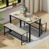 SumKea 3-Piece Wood Dining Table & Bench Set