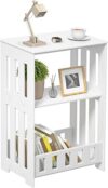 HAYOFAMY 3 Tier Narrow End Table, White