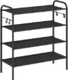 SONGMICS 4-Tier Fabric Shoe Rack With Hooks