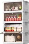 AHEONLAR 4 Tier Foldable Plastic Storage Bins