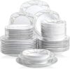 VEWEET 48-Piece Ivory White Porcelain Dinnerware Set