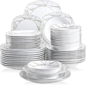 VEWEET 48-Piece Ivory White Porcelain Dinnerware Set
