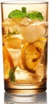 KING CRYSTAL 4pc Set Highball Crystal Glasses Amber