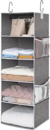 StorageWorks 5-Shelf Jumbo Hanging Closet Organizer, Gray