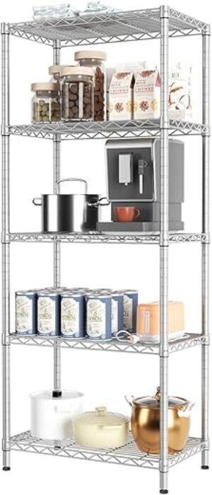 SINGAYE 5 Tier Wire Shelving Unit, Silver