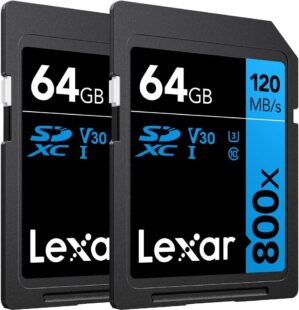 Lexar 64GB High-Performance 800x SDXC Card (2-Pack)