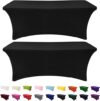 SEPARO 6FT Black Spandex Table Cover, 2Pack