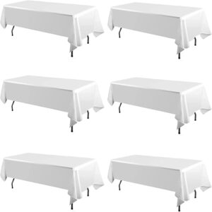 Yabool 6packs White Polyester Table Cloth, 60 x 102 Inch