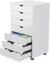 Sweetcrispy 7 Drawer Wood Dresser Cabinet With Wheels