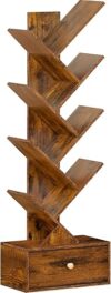 SHEEPAM 8 Tier Tree Bookshelf With Drawer