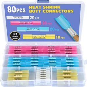 haisstronica 80PCS Heat Shrink Butt Connectors