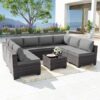 Delnavik 9-Piece Outdoor Wicker Sectional Sofa Set