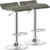 VECELO Adjustable Bar Stools, Dark Green Set