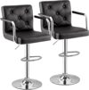 VECELO Adjustable Grey Swivel Bar Stools Set
