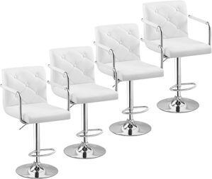 VECELO Adjustable Swivel PU Leather Bar Stools
