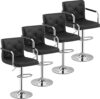 VECELO Adjustable Swivel PU Leather Barstools Set