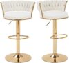 VECELO Adjustable Velvet Bar Stools, Set Of 2