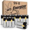 Energizer Alkaline Power 9 Volt Batteries (8 Pack)
