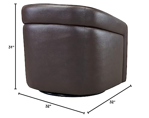 Armen Living Espresso Contemporary Leather Swivel Accent Chair - Image 3