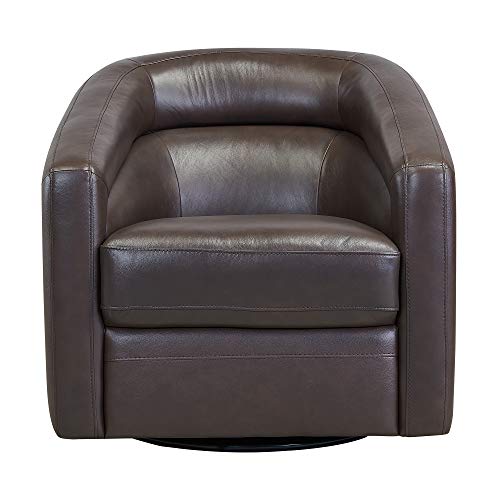 Armen Living Espresso Contemporary Leather Swivel Accent Chair - Image 4