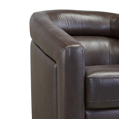 Armen Living Espresso Contemporary Leather Swivel Accent Chair - Image 5