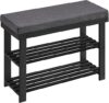 SONGMICS Bamboo Shoe Bench, 3-Tier Shoe Rack ULBS604B01