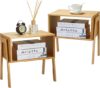 Pipishell Bamboo Stackable End Tables, Set of 2