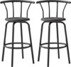 VECELO Bar Stools Set, 360-Degree Swivel, Black
