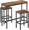 VASAGLE Bar Table And Chairs Set, Rustic ULBT218B01