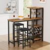 VECELO Bar Table And Chairs Set With Storage Shelves