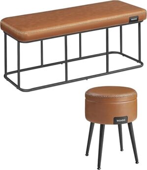 VASAGLE Bedroom Bench And Storage Ottoman Bundle