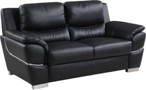 Blackjack Furniture Binion Modern Leather Loveseat, Black
