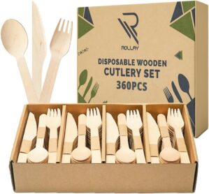 Rollay Biodegradable Wooden Cutlery Set – 360 PCS