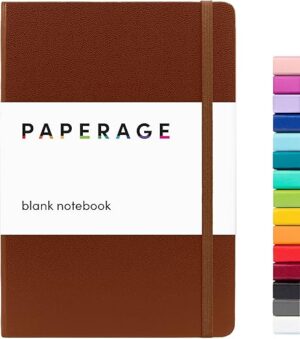 PAPERAGE Blank Journal Notebook, Cognac, Medium Size
