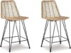 Signature Design by Ashley Bohemian Wicker Counter Height Barstool Set