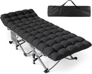 ZENPETIO Camping Cot With Mattress, Foldable Padded