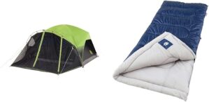 Coleman Carlsbad Dark Room Camping Tent & Cold-Weather Sleeping Bag
