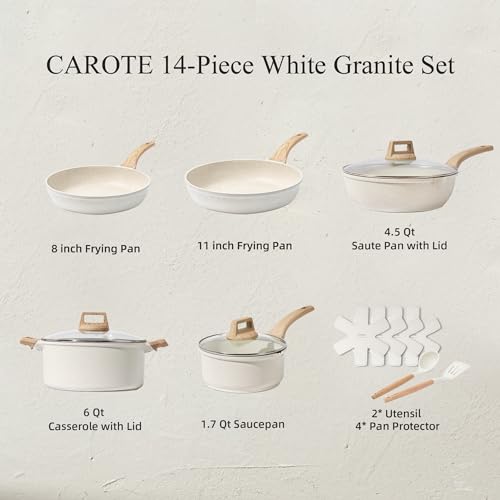 CAROTE 14 Pcs Nonstick Cookware Set With Utensils - Image 2
