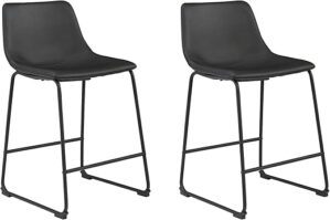 Signature Design by Ashley Centiar Counter Height Modern Barstool, Black