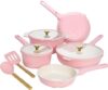 Paris Hilton Ceramic Nonstick Cookware Set, Gold Knobs