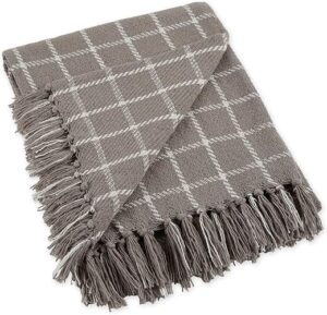 DII Checked Plaid Woven Throw, 50x60, Gray