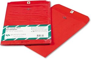Quality Park Clasp Envelopes, Gumming, 9×12, Red