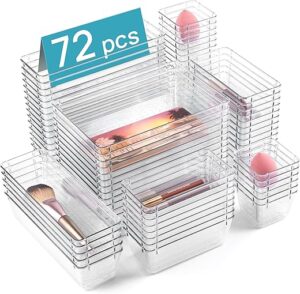 Vtopmart Clear Plastic Drawer Organizers Set, 72 PCS