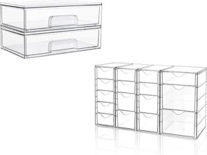 Vtopmart Clear Stackable Storage Drawers, 16 Drawers