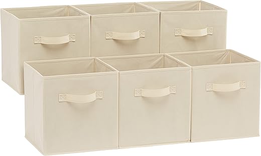 Amazon Basics Collapsible Fabric Storage Cubes, Beige